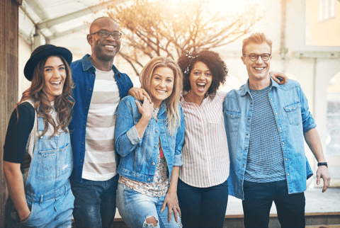 Group hypnosis customers celebrating